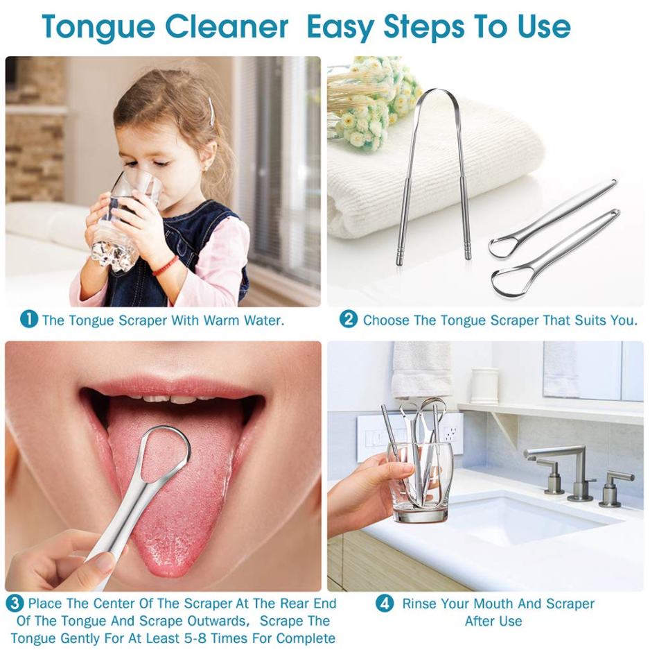 3Pcs Stainless Steel Tongue Cleaners