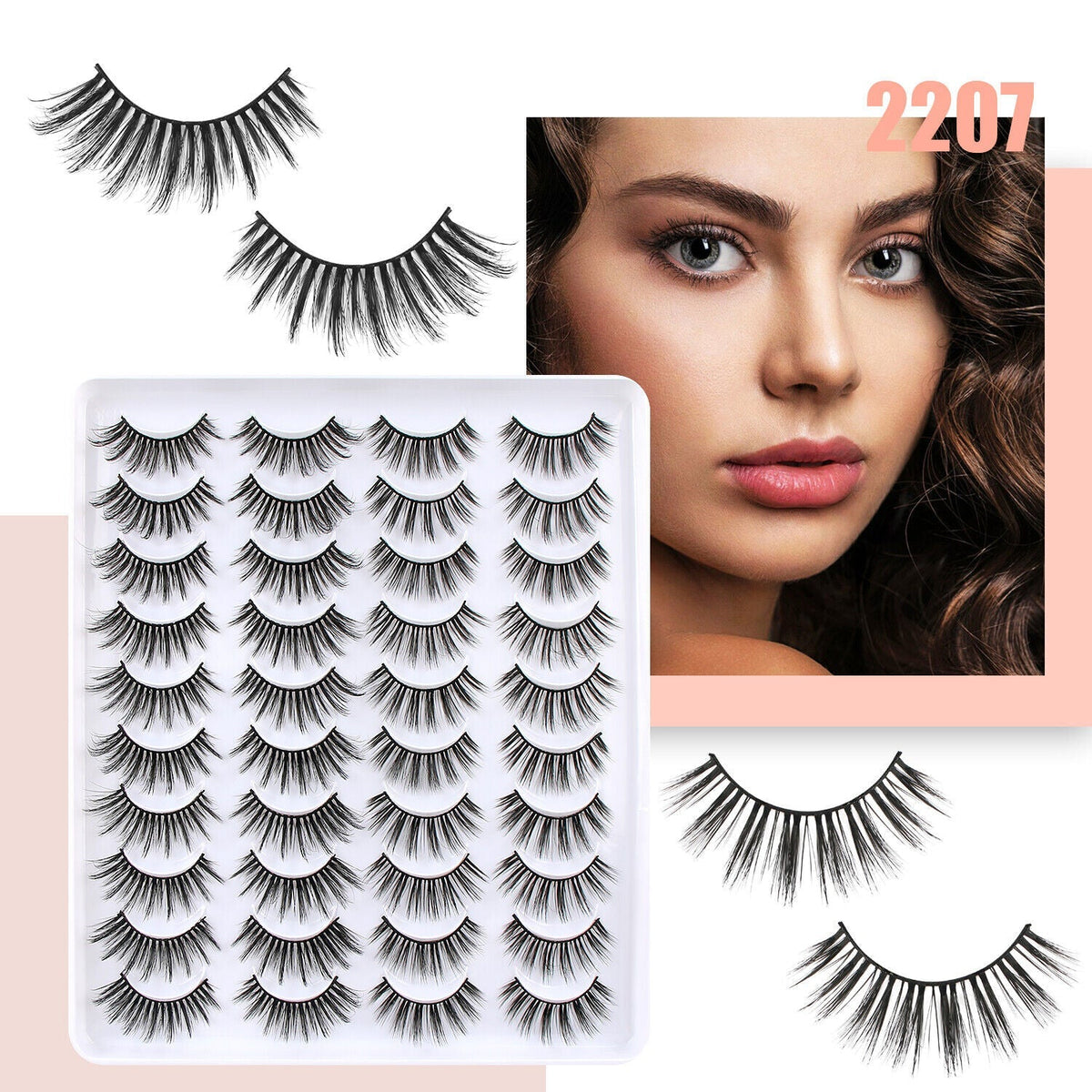 Falsche Wimpern, 3D Artificial Wimpern 20 Paar 5 Stil Pure Handgemacht mit Natürliche Schwarz mit Unsichtbares Band Wiederverwendbar