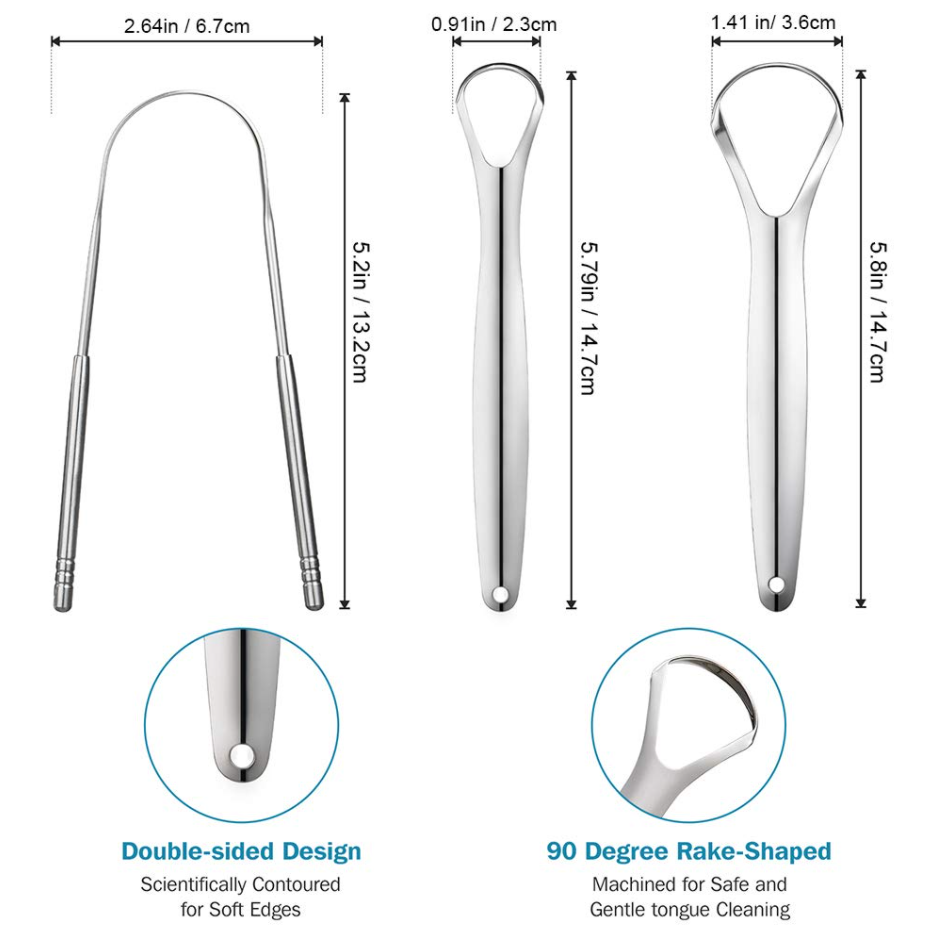 3Pcs Stainless Steel Tongue Cleaners