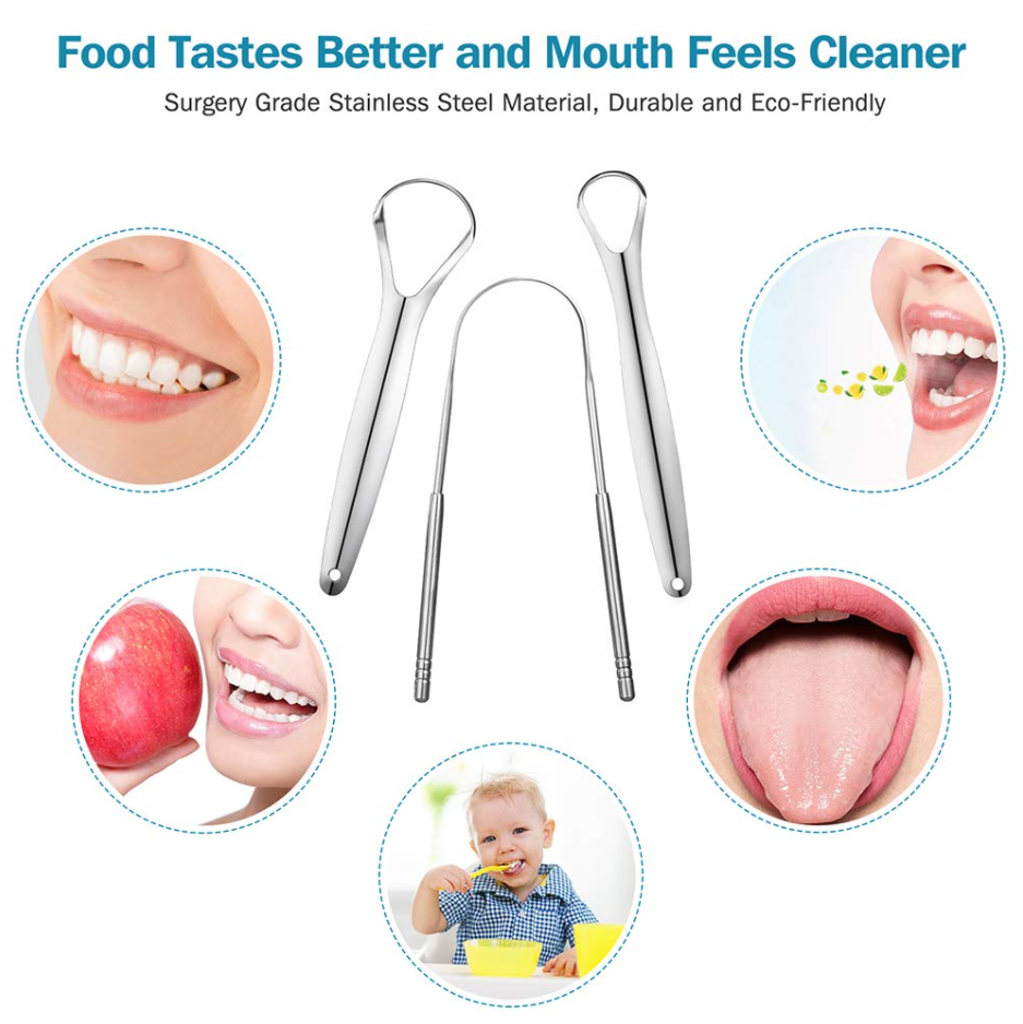 3Pcs Stainless Steel Tongue Cleaners