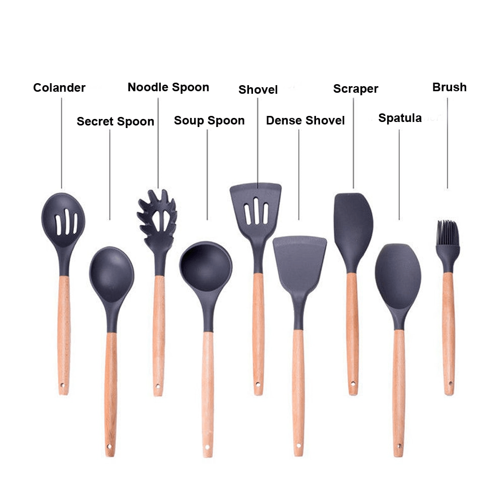 9 Pcs Silicone Kitchen Utensils Set