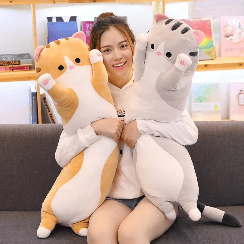 Cute Cat Long Plush Pillow