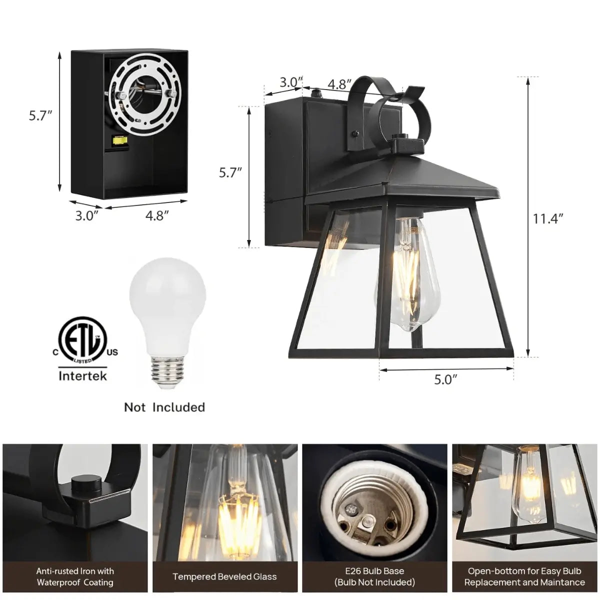 Outdoor Wall Light with GFCI Outlet