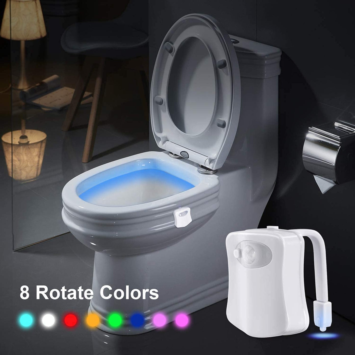 Bathrom Toilet Night Light with Motion Sensor LED 8 Colors Changing