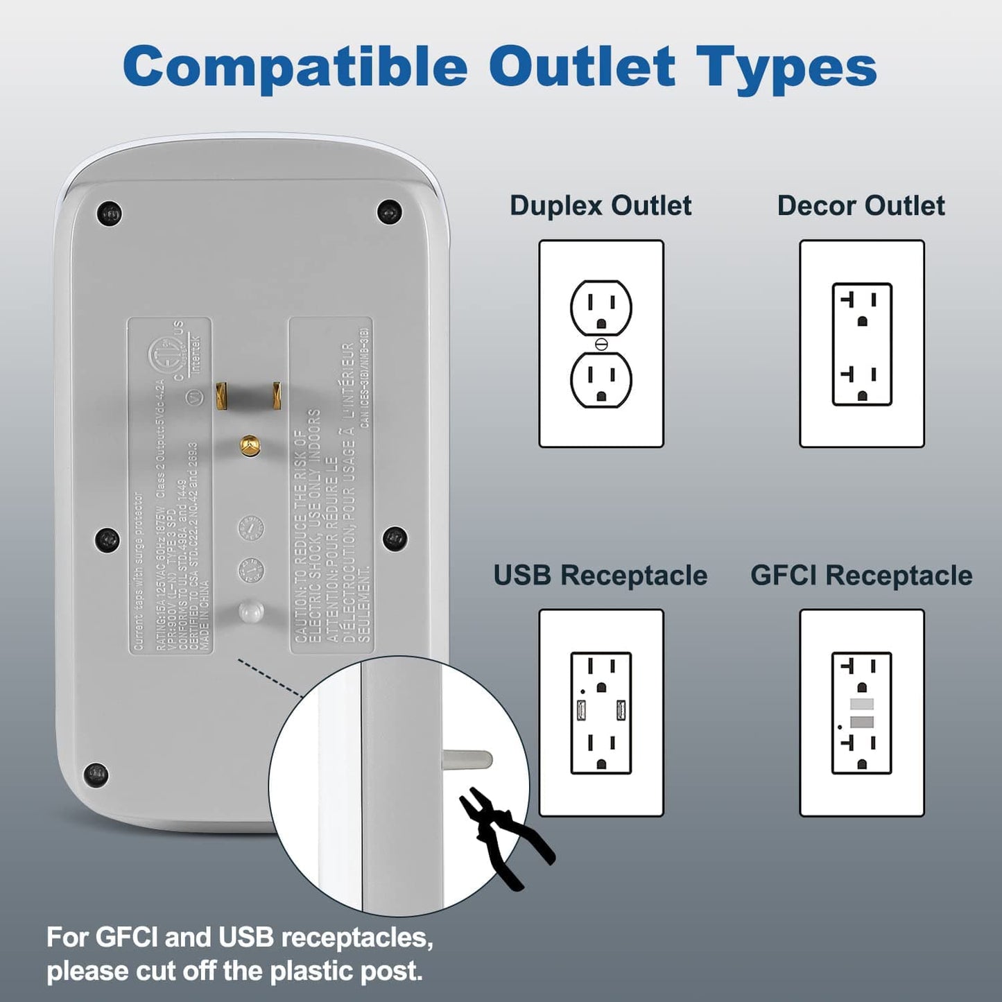 6 Outlet Extender With 4 USB Charger Ports