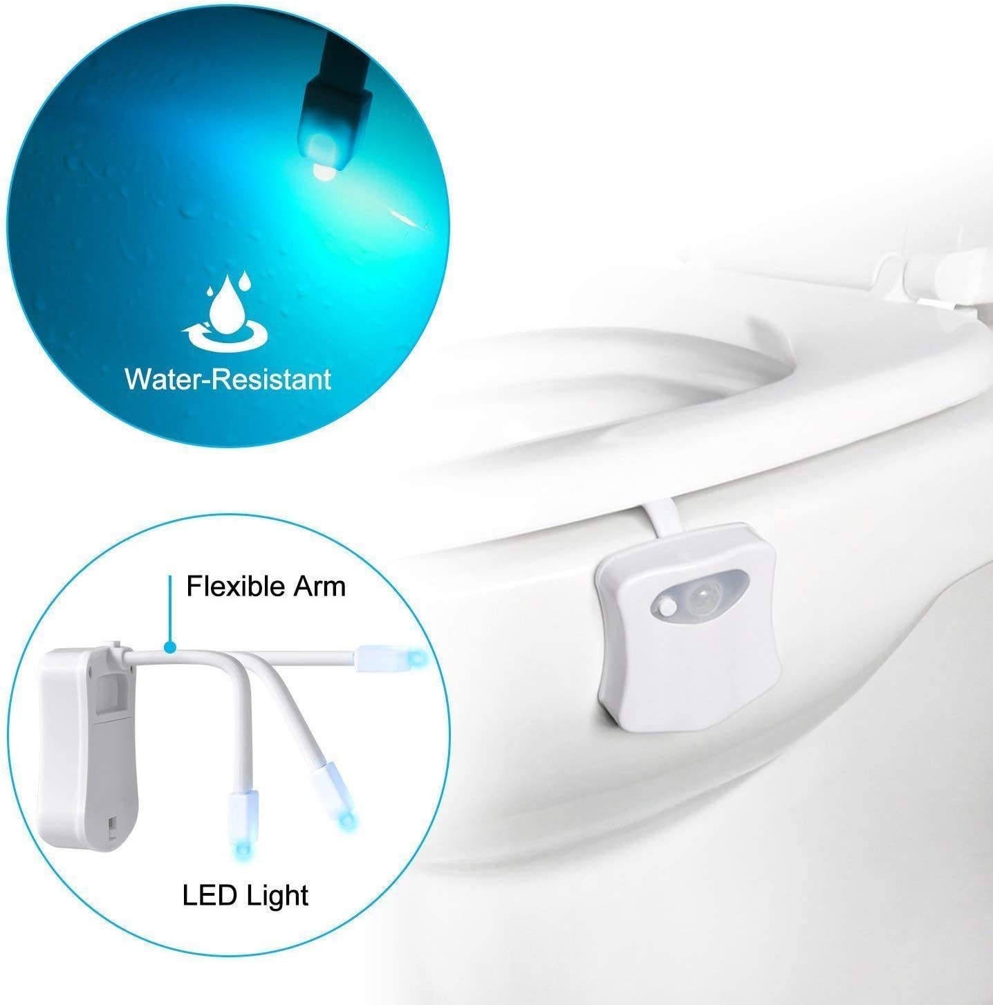 Bathrom Toilet Night Light with Motion Sensor LED 8 Colors Changing