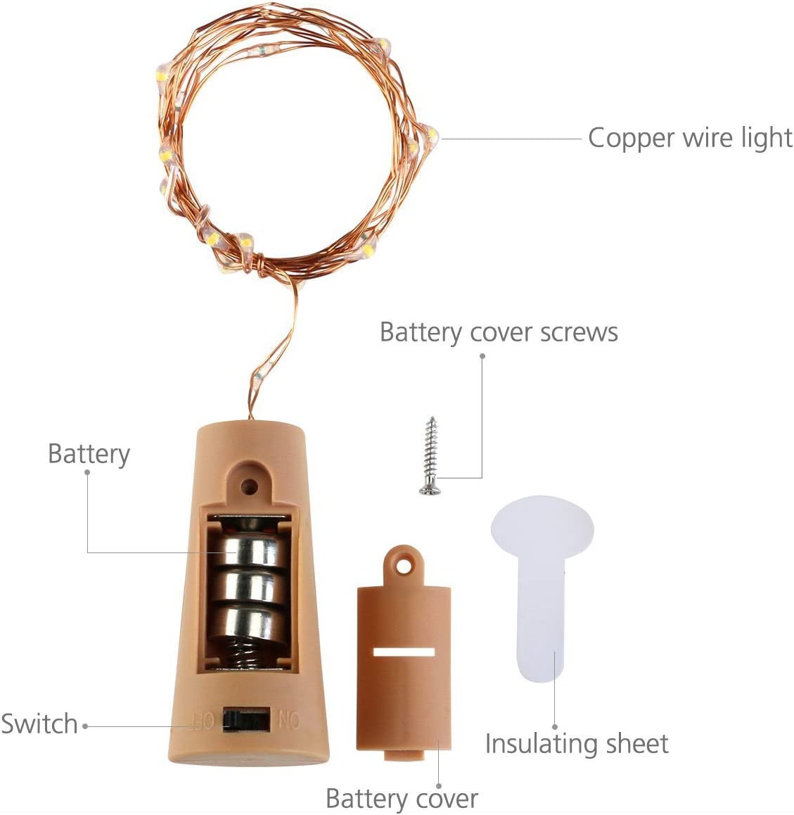 10 PCS Wine Bottle Lights with Cork | 20 LED Battery Cork