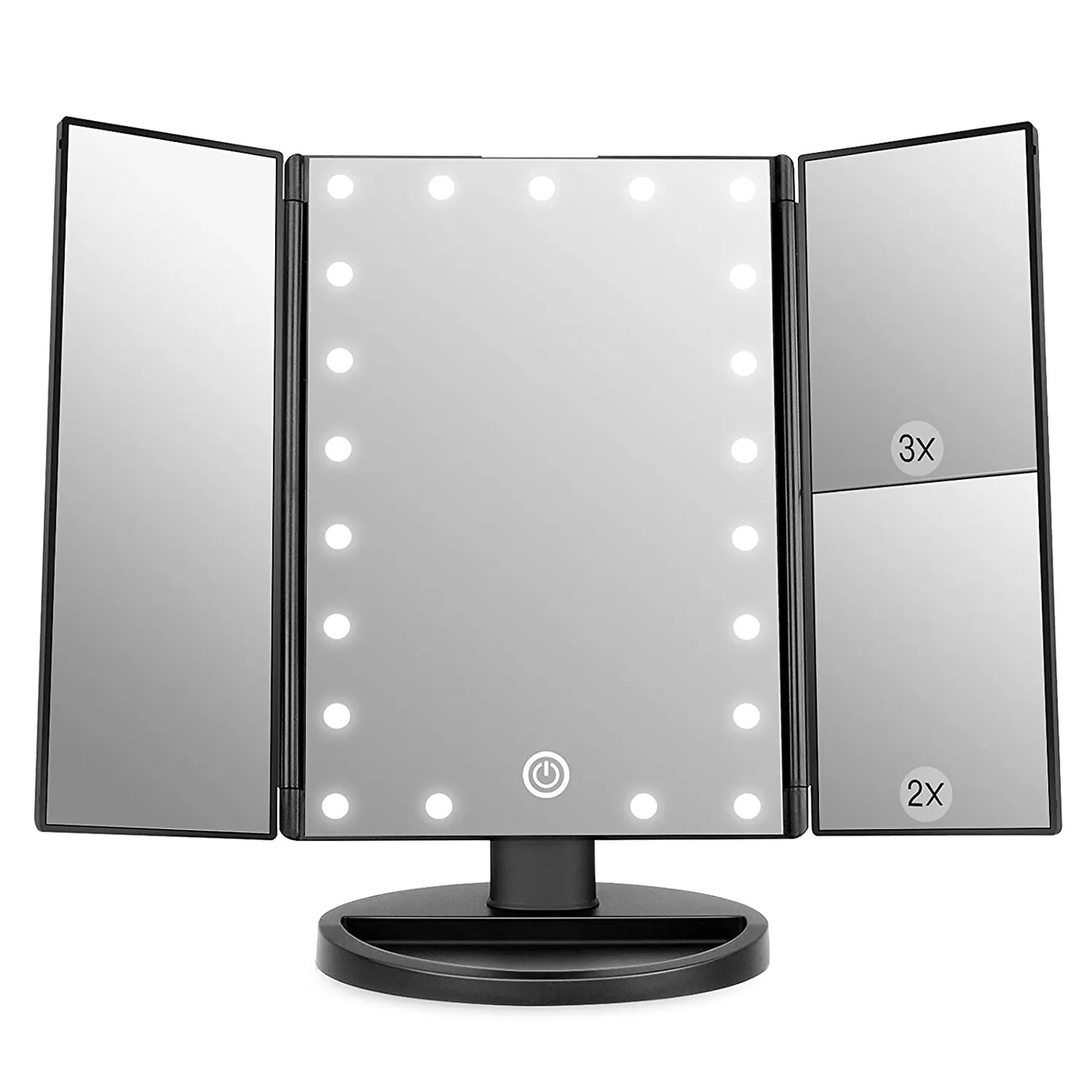 Tri-Fold Makeup Mirror with 21 LED Lights
