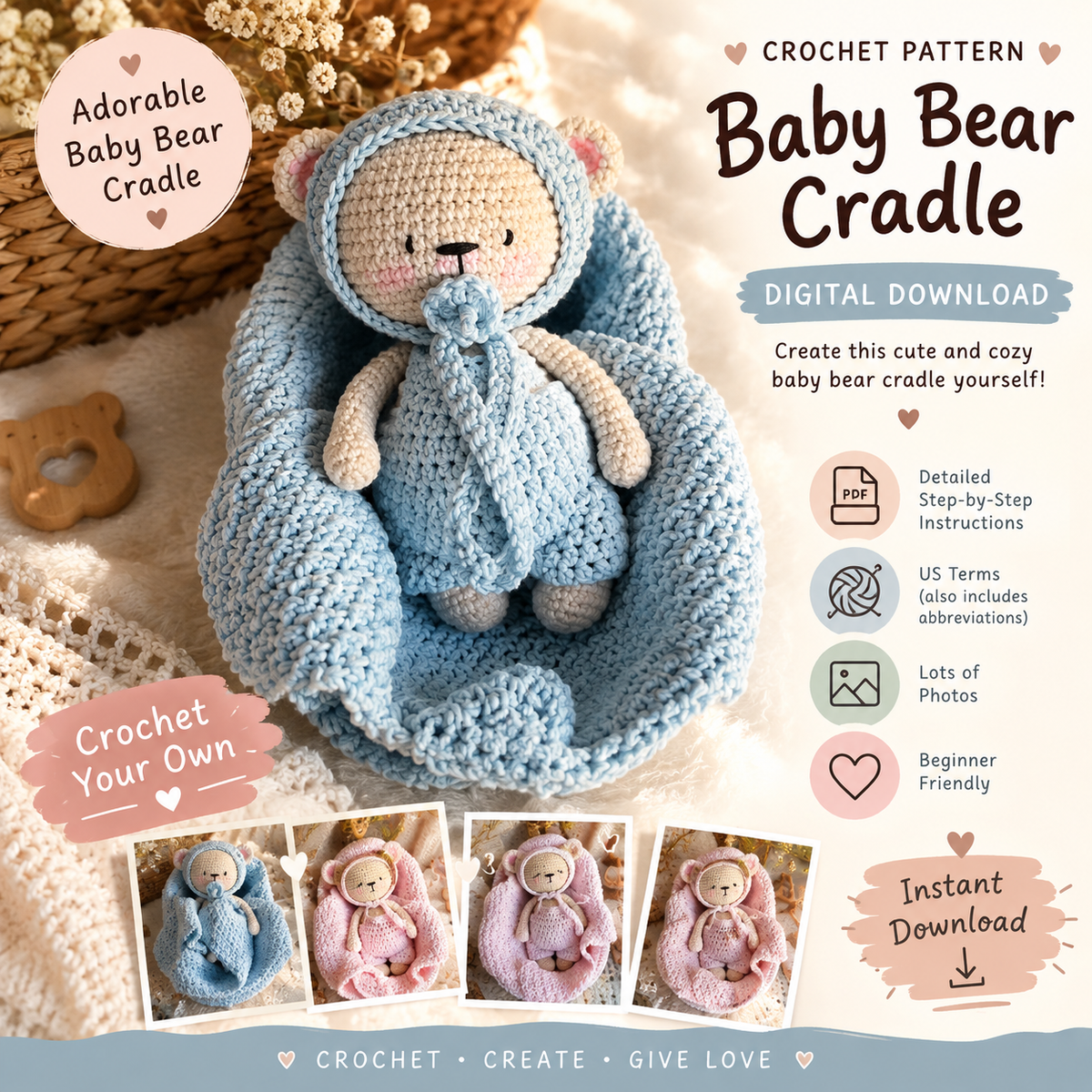 Baby Bär Häkelmuster PDF – Amigurumi Baby Set Häkelanleitung | Digitaler Download 🧸🧶