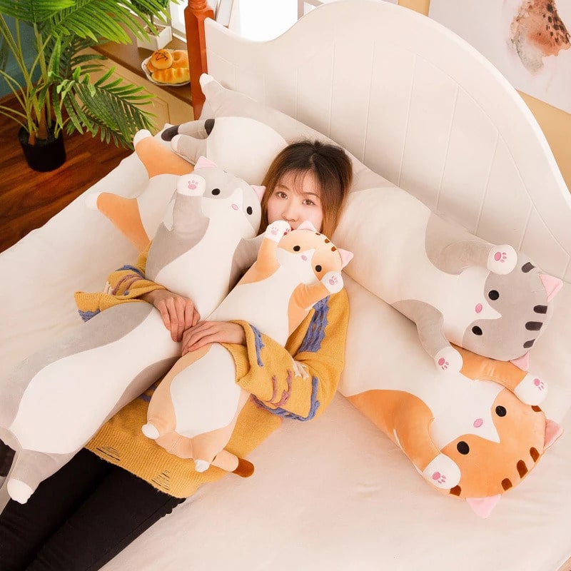 Cute Cat Long Plush Pillow