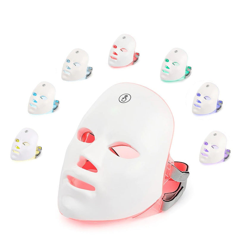 7-Farben LED Gesichtsmaske mit Halsaufsat，Wiederaufladbare Gesichtsmasken