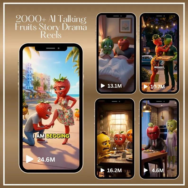 2000+ AI sprechende Früchte Story Drama Reels Bundle | Viral Story Drama Videos für TikTok & Instagram | Fruit Love Island Walzen