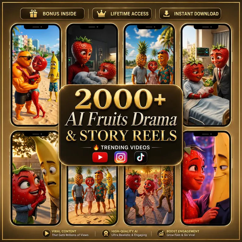 2000+ AI sprechende Früchte Story Drama Reels Bundle | Viral Story Drama Videos für TikTok & Instagram | Fruit Love Island Walzen
