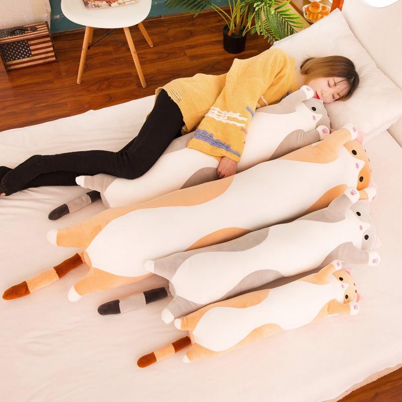 Cute Cat Long Plush Pillow