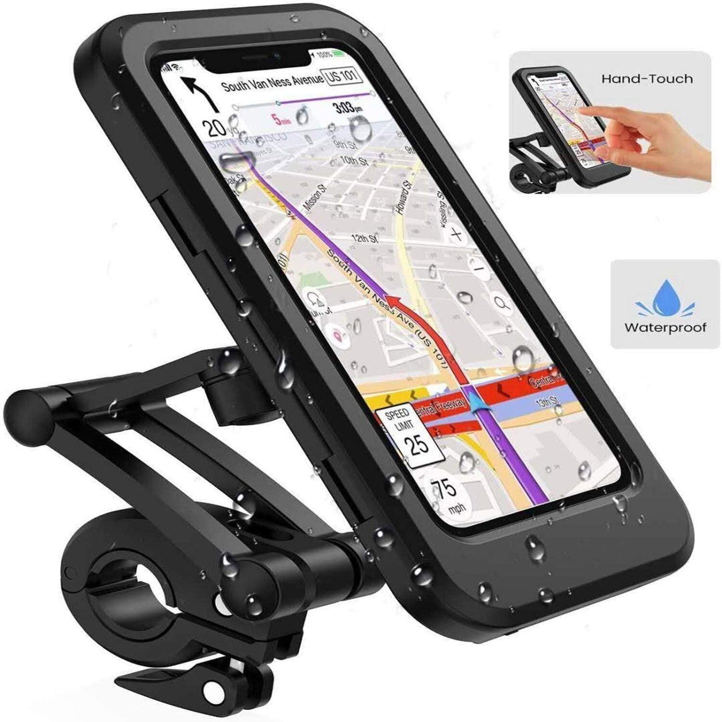 Waterproof Motorcycle / Bike Handlebar Phone Mount Holder Case