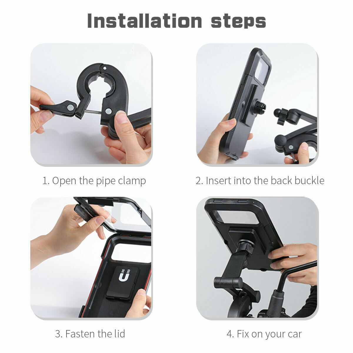 Waterproof Motorcycle / Bike Handlebar Phone Mount Holder Case